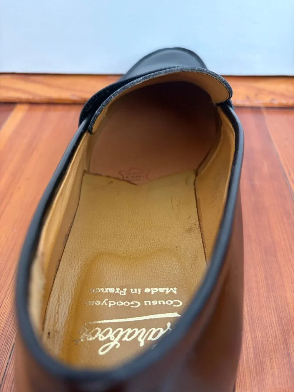 Paraboot Adonis loafers in black smooth leather US 11